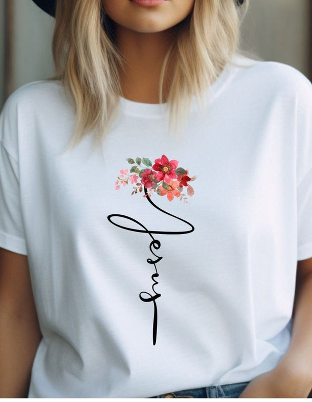 CAMISETA FLORES JESUS