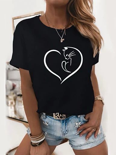 CAMISETA DAMA GATO CORAZON 301