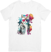 CAMISETA DAMA GATO ACUARELA