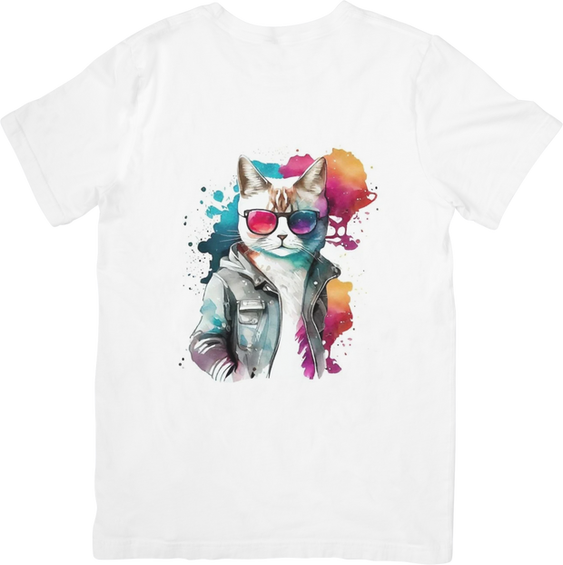 CAMISETA DAMA GATO ACUARELA