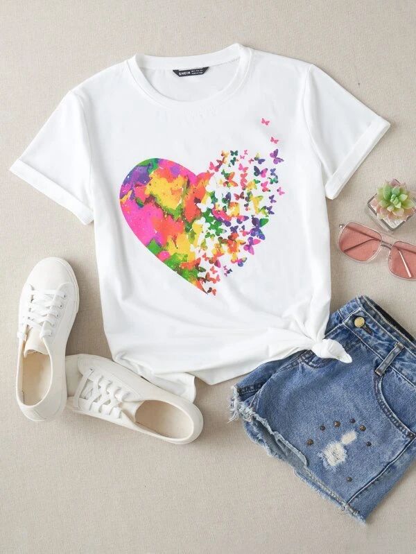 CAMISETA DAMA CORAZON COLORES