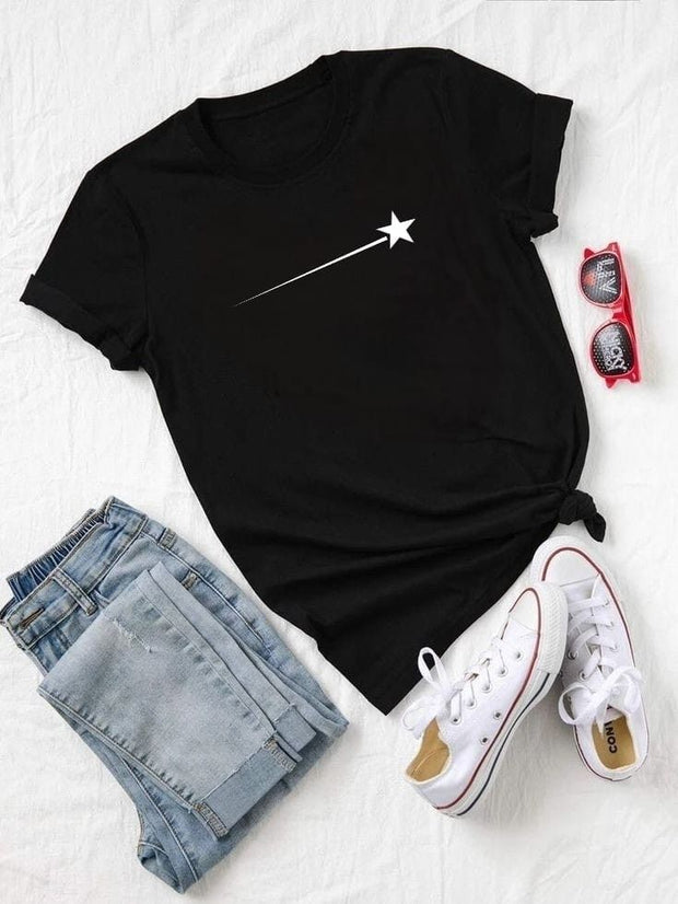 CAMISETA DAMA NEGRA ESTRELLA FUGAZ