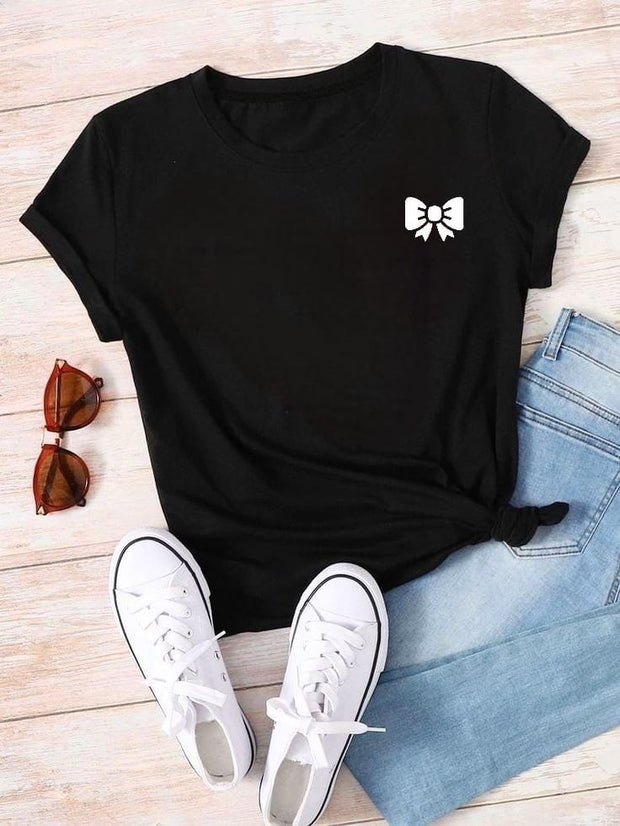 CAMISETA DAMA NEGRA LAZO CORAZON
