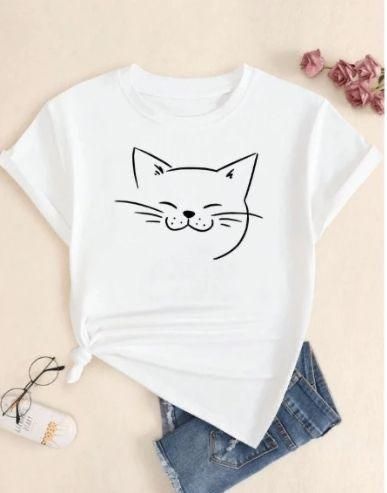 CAMISETA DAMA CARA GATO SONRIENTE