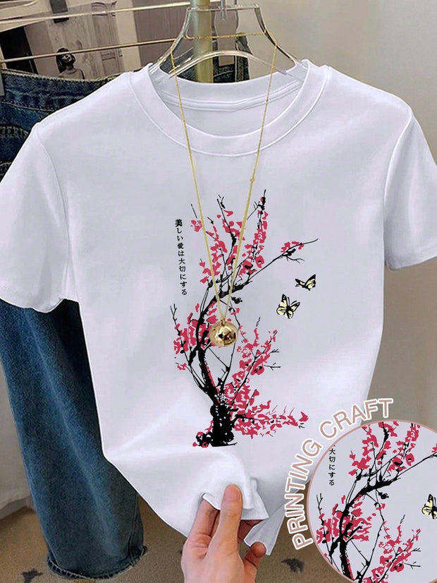 CAMISETA DAMA BLANCA ARBOL ROSA