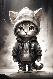 CAMISETA DAMA GATO HOODIE GRIS