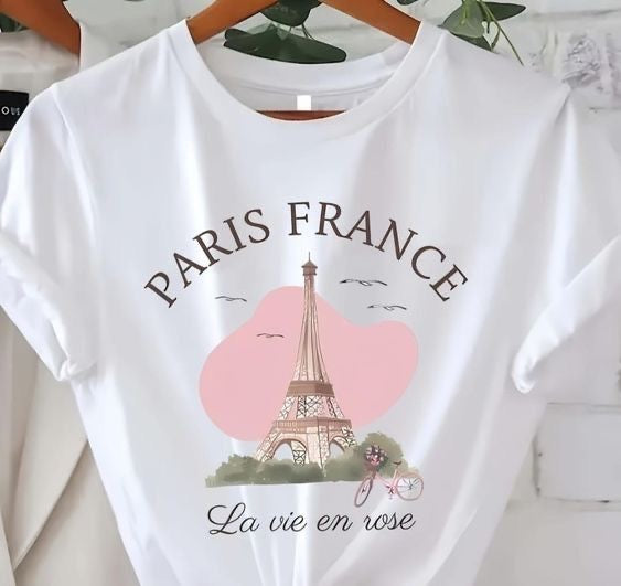 CAMISETA DAMA PARIS FRANCE LA VIE EN ROSE