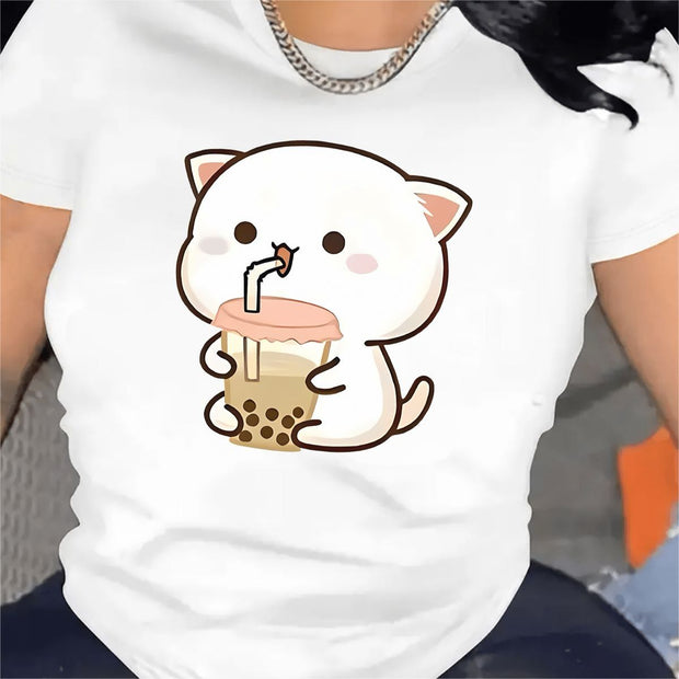 CAMISETA DAMA GATICO BEBIENDO