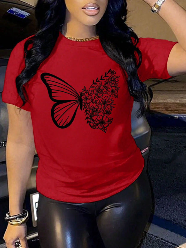 CAMISETA DAMA ROJA MARIPOSA