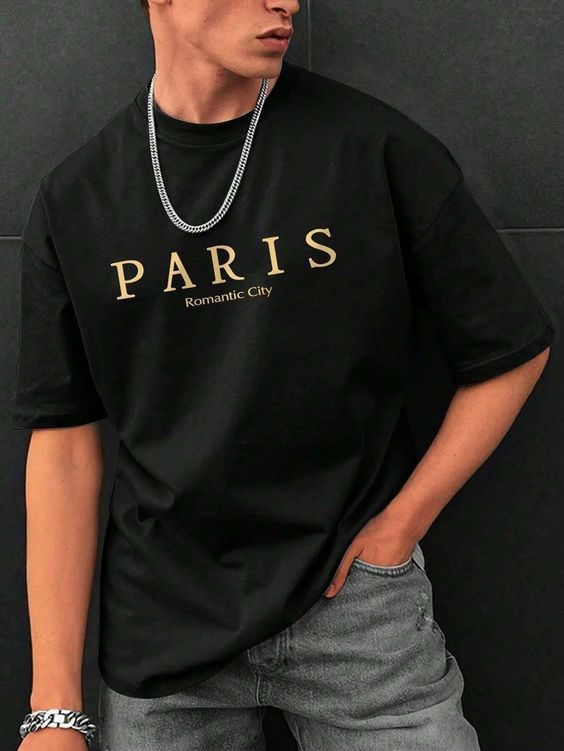 CAMISETA NEGRA HOMBRE PARIS ROMANTIC