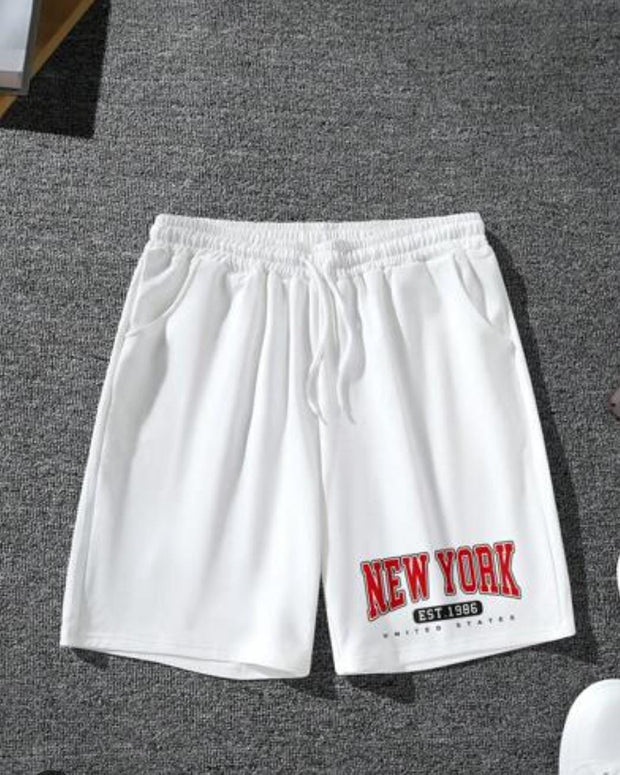PANTALONETA BLANCA NEW YORK ROJO