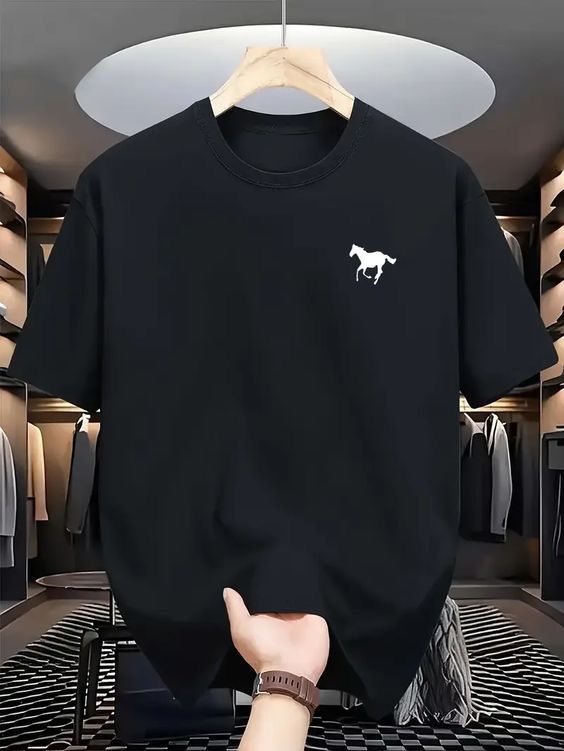 CAMISETA HOMBRE NEGRA CORAZON CABALLO