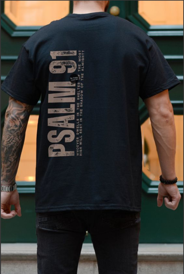 CAMISETA NEGRA HOMBRE PSALM91