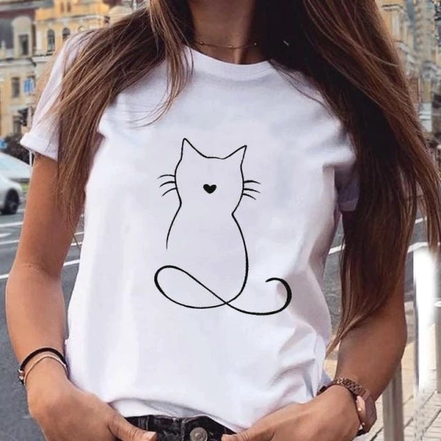 CAMISETA DAMA GATO BLANCO 300